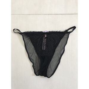 Savage X Fenty Lingerie Sheer Textured Polka Dot Striped Pleated Panty